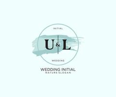 Initial UL Letter Beauty vector initial logo, handwriting logo of initial signature, wedding, fashion, jewerly, boutique, floral and botanical with creative template for any company or business.