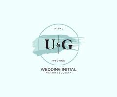 Initial UG Letter Beauty vector initial logo, handwriting logo of initial signature, wedding, fashion, jewerly, boutique, floral and botanical with creative template for any company or business.