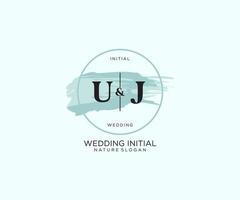 Initial UJ Letter Beauty vector initial logo, handwriting logo of initial signature, wedding, fashion, jewerly, boutique, floral and botanical with creative template for any company or business.