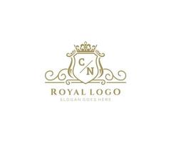 Initial CN Letter Luxurious Brand Logo Template, for Restaurant, Royalty, Boutique, Cafe, Hotel, Heraldic, Jewelry, Fashion and other vector illustration.