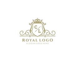 Initial CL Letter Luxurious Brand Logo Template, for Restaurant, Royalty, Boutique, Cafe, Hotel, Heraldic, Jewelry, Fashion and other vector illustration.