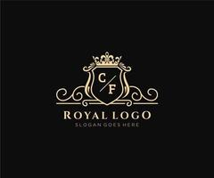 Initial CF Letter Luxurious Brand Logo Template, for Restaurant, Royalty, Boutique, Cafe, Hotel, Heraldic, Jewelry, Fashion and other vector illustration.