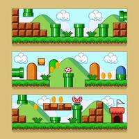 Set of Arcade Game Scenery Banners vector