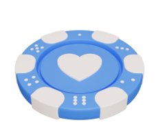 casino chip corazón azul 3d png