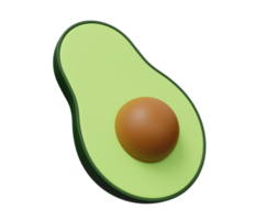 avocado metà affettato 3d rendere png