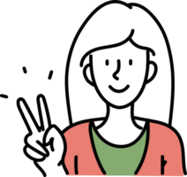 Avatar hand drawn girl character illustration with hand signal graphic png