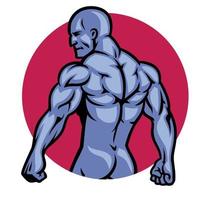 muscle bodybuilder back pose vector