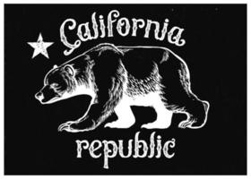 california republic bear in dirty texture style vector