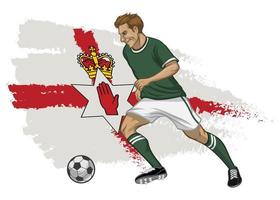 Northern Ireland soccer player with flag as a background vector