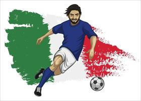 Italy soccer player with flag as a background vector