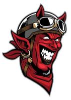 devil head rider wearing an old helmet vector