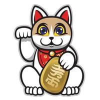 maneki neko japanese lucky cat statue vector