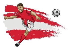 Austrian Soccer Player with flag background vector