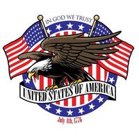 eagle grip the USA ribbon sign with the flag as a background vector