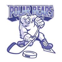 polar bear ice hockey mascot vector