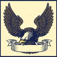 hand drawing style of eagle grip the ribbon vector