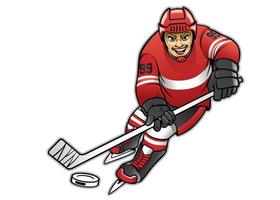 Ice hockey player dribbling vector