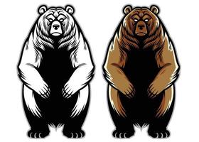 grizzly bear set in hand drawing style vector