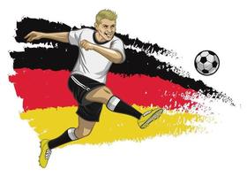 Germany soccer player with flag as a background vector