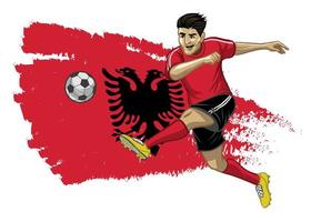 Albanian Soccer Player with flag background vector