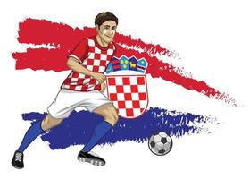 Croatia soccer player with flag as a background vector