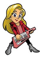 niña jugando keytar vector