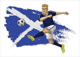 Scotland soccer player with flag as a background vector