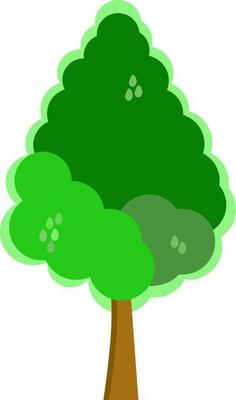 Green tree on white background minimal design