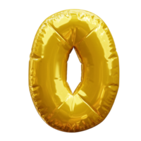 3d Golden Balloon Number 0 png