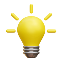 3d amarillo ligero bulbo icono. idea, solución, negocio, estrategia concepto. png