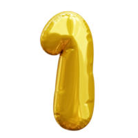 3d Golden Balloon Number 1 png