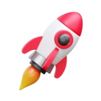 3d astronave cohete icono. puesta en marcha, espacio, negocio concepto.