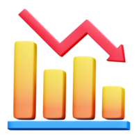 3d Loss charts and diagram icons. Charts and graphs. Pie, Line, Candlestick Chart. png