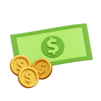 3d Dollars money cash and coin. png