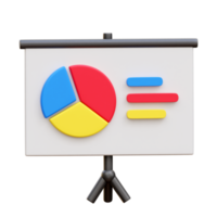 3d board for presentation and projector. Pie charts and diagrams. png