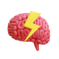 3d Brainstorming. The brain and lightning. png