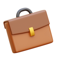 3d Business Case. Brown Leather Businessman Briefcase. png