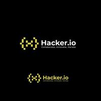 hacker logo con píxel estilo, píxel logo moderno tecnología vector