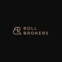 Roll broker minimalist design logo, monoline logo RB with elegant realestate vector