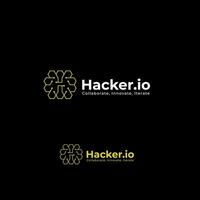 hacker logo con píxel estilo, píxel logo moderno tecnología vector