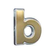 Letter b 3D rendering with Gold and Glass materials png