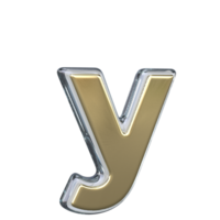 Letter y 3D rendering with Gold and Glass materials png