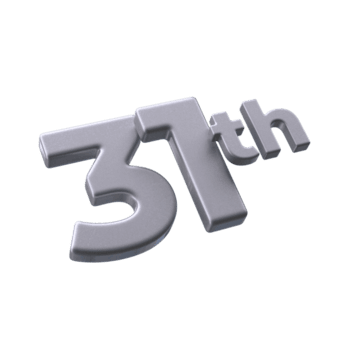 número 31º 3d Renderização com prata cor png