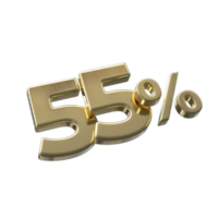 55 percent 3D rendering with Gold color png