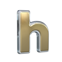 lettre h 3d le rendu avec or et verre matériaux png