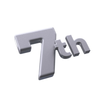 número 7º 3d Renderização com prata cor png