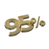 95 percent 3D rendering with Gold color png