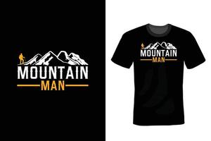 diseño de camiseta de montaña, vintage, tipografía vector