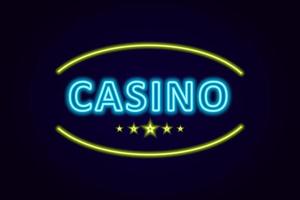 Casino logo in neon style. Neon sign, light banner, billboard, bright light advertising gambling, casino, poker. Vector illustration