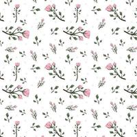 Seamless pattern with pink roses on a transparent background.